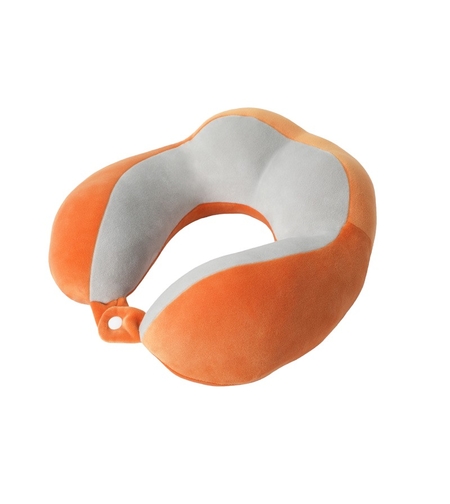 Perna de Voiaj Flippy, Pentru Gat, din Bumbac, 4 Cocoase Pentru Confort, Accesoriu de Voiaj, Birou, Masina, Sistem Prindere Capse, Portocaliu