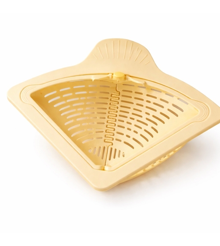 Cos Scurgere Chiuveta, Vafy, Strecuratoare Triunghiulara pentru Bucatarie, Suport Depozitare, Cos Perforat, Clatire cu Jet de Apa, 23 x 9.5x 6 cm, Crem