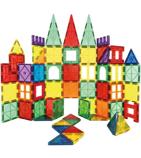 Set de constructie din piese magnetice educative pentru copii 100 de piese, multicolor