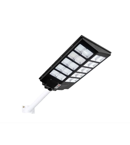 Lampa solara stradala Flippy, cu telecomanda, senzor de miscare si lumina, suport prindere, 800 LED-uri, IP65, ABS, 25AH, 500W, temperatura culoare 6500K, 67.6x34.8x7.2 cm, autonomie 10-12 ore, negru