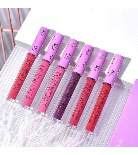 Set de Buze, KEVIN COCO, Violet Girl, 6 Lip Gloss-uri, 17 x 14.8 x 2.9 cm, Roz/Rosu/Mov