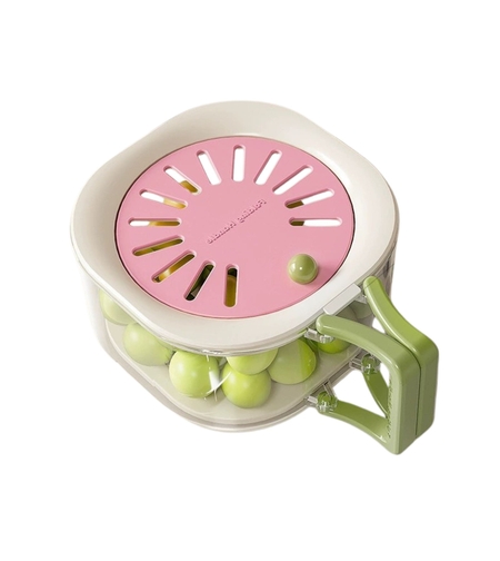 Cos de Scurgere pentru Fructe 2 in 1, Vafy, din Plastic Durabil, Filtru Telescopic, Scurgator de Fructe si Legume, pentru Uz Casnic, 15 x 15 x 8.5 cm, Roz/Bej
