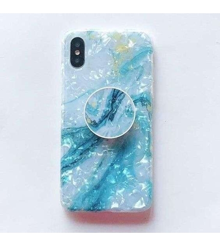 Husa protectie pentru Apple iPhone 11 Pro Max Soft IMD TPU Marble Albastru Suport inclus