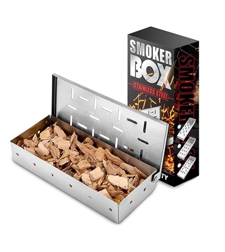 Cutie de afumator pentru gratar Flippy, Inox, 9.6x4.4x22.2 cm, Argintiu