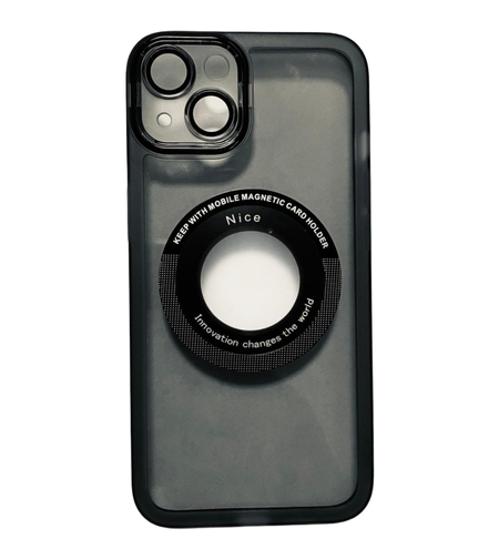Husa protectie Vafy pentru Apple iPhone 14 decupaj logo, magnetica, Protectie Camera, Negru