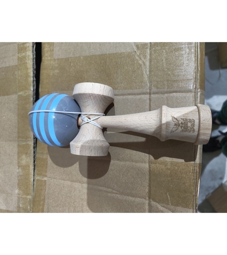 Kendama Ball Originala Stripe Bleu Lemn Fag Gri