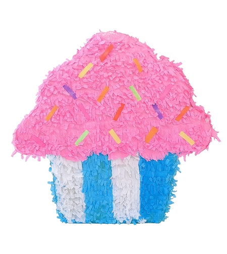 Pinata Briosa CupCake pentru Petrecere, Flippy, din Hartie Creponata si Carton, Pinata pentru Petreceri, 45 x 35 x 10 cm, Roz