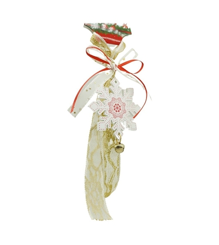 Ornament de brad fulg de nea, Flippy, alb, lemn, 25 cm