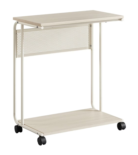 VASAGLE Masuta laterala laptop pe roti, 55x33x66 cm, stil industrial, crem