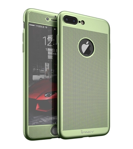 Husa de Protectie, Flippy, pentru Apple iPhone 7 Plus, Full Cover 360 Air cu Gauri si Folie de Protectie, Plastic, Verde