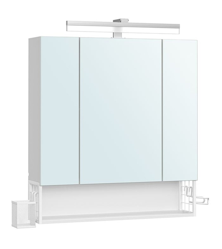 VASAGLE Dulap de baie de perete, cu oglinda si LED, prize si USB incorporate, 70x16x75 cm, alb