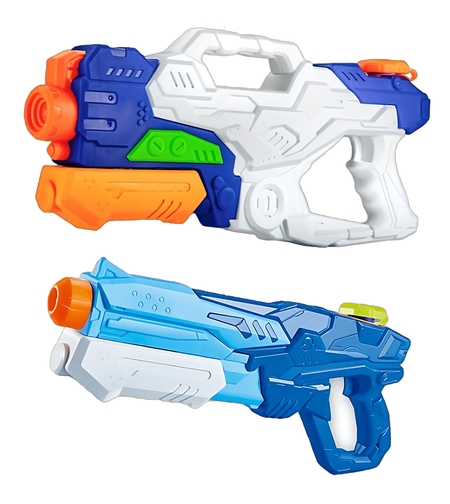 Set 2x Pistol cu Apa pentru Copii, Rezervor, Pentru Piscina/Plaja, Flippy, 6ani+, Alb/Albastru + Albastru, 1000 ML + 600 ML