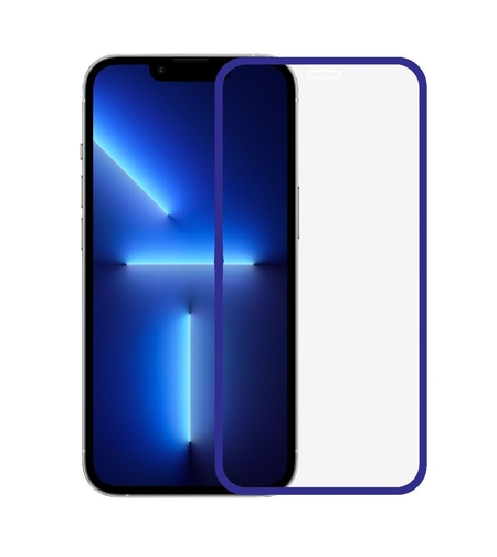 Folie de Sticla Securizata pentru Apple iPhone 15 Pro Max, Flippy, Luminous, Margine Fosforescenta Neon din Silicon, Mat, Anti-Amprenta, Protectie Completa, 9H, Albastru
