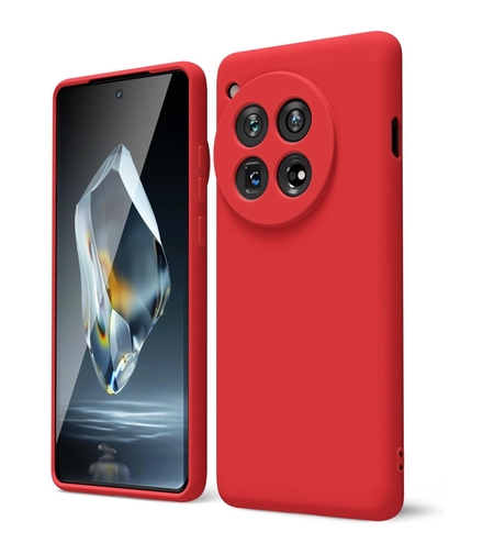 Husa de Protectie, Vafy, pentru OnePlus 12 5G, Liquid Silicone, cu Microfibra pe Interior, Protectie Antisoc, Compatibil Incarcare Wireless, Rosu