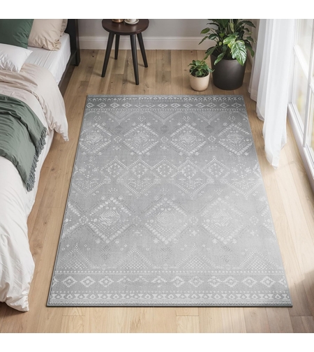 SONGMICS Covor decorativ antiderapant, stil boho, lavabil la masina, 120×170 cm, gri