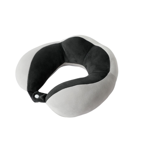 Perna de Voiaj Flippy, Pentru Gat, din Bumbac, 4 Cocoase Pentru Confort, Accesoriu de Voiaj, Birou, Masina, Sistem Prindere Capse, Negru