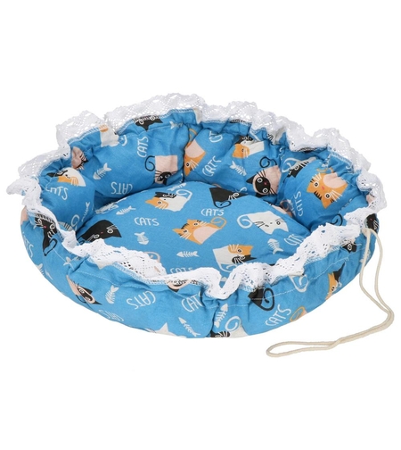 Culcus transformabil pentru pisici, tip saltea cu pereti, 73 cm, albastru