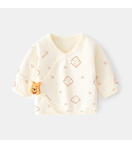 Pijama Bluza pentru Nou-nascuti, Flippy, din Bumbac, stil de Primavara - Toamna, Topic pentru Bebelusi, Print Ursulet, Marimea 52 cm, Bej