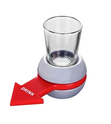 Joc de baut Drink Spin Flippy, 10.3 x 11.5 cm, Pahar de Shot din Sticla, gri