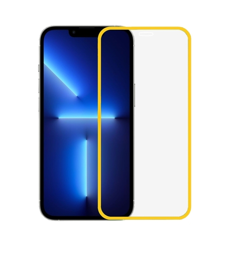 Folie de Sticla Securizata pentru Apple iPhone 15 Pro Max, Flippy, Luminous, Margine Fosforescenta Neon din Silicon, Mat, Anti-Amprenta, Protectie Completa, 9H, Portocaliu