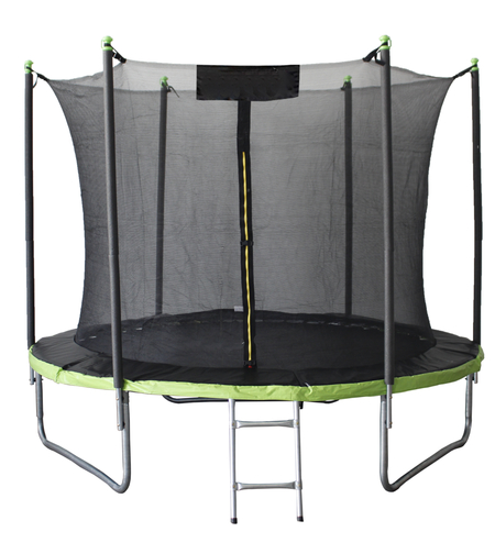 Trambulina gradina 312 cm cu scara si plasa interioara, maxim 150 kg, verde