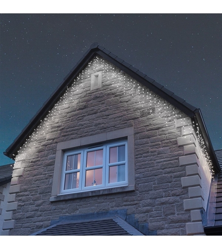 Instalatie de Craciun Flippy® Tip Turturi, 8 jocuri de lumini Sectiune 3 m, 96 LED-uri, Interconectabila, Fir Negru, Alb Rece