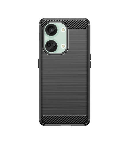Husa Protectie pentru OnePlus Nord 3, Vafy, din Silicon TPU Moale, Textura Periat, Anti Cadere, cu Element Carbon, Negru