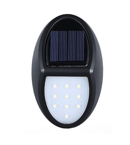Aplica solara LED pentru perete Flippy, in forma ovala, 10 LED-uri, lumina puternica, IP65, 12 x 7.5 cm, 1.2 V, 300 mAh, autonomie 8-10 ore, alb rece