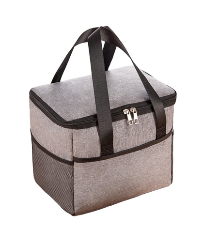 Geanta Termica Flippy pentru Pranz, Compartimente Telefon si Tacamuri, Multifunctionala, Impermeabila, 24x18x21 cm, Gri