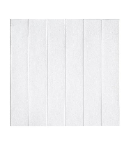Set 10 Placi Tapet 3D, Flippy, 70 x 70 cm, Grosime 3 mm, din Rasina, Tip Placi de Lemn, Suprafata Acoperita 4.9 mp, Alb