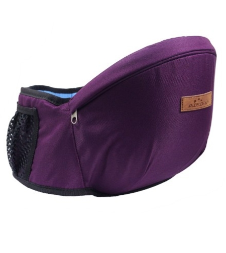 Port-Bebe Ergonomic Ajustabil cu Scaun, 3 Pozitii, Bumbac Respirabil, pentru Copii 0-3 Ani, 20 kg Maxim, 25 x 22 x 18 cm, Mov