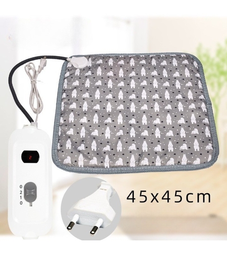 Patura electrica pentru animale de companie, perna pentru caini, 45 x 45 cm, 25W, 2 trepte de reglaj perna pentru pisici, anti-alunecare, Gri
