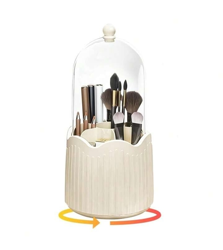 Cutie pentru Depozitarea Pensulelor de Machiaj, Flippy, Rotativa, Plastic, 36 cm x 13 cm, Bej