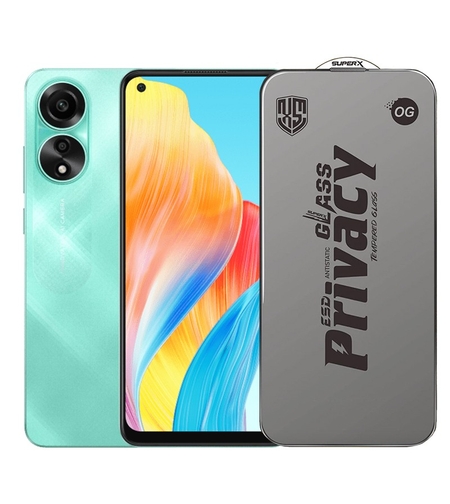 Folie de Protectie pentru Oppo A78, Vafy, Sticla Securizata ESD Antistatica, Super-X Privacy OG, Margini Negre, 0.30 mm, Transparent Inchis