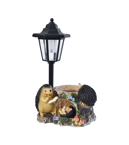 Lampa Solara Decorativa pentru Gradina, Flippy, Decoratiune pentru Gradina cu Lumini LED, Dimensiuni aprox 33 x 22 x 15.5 cm, Incarcare solara, Model 3 Arici, Negru