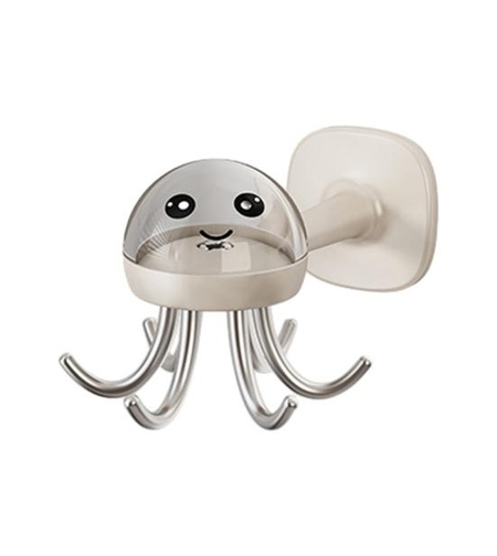Suport Cuier pentru Perete, Flippy, Model Caracatita, Adeziv, 10 x 8.5 cm, 6 Brate, Crem