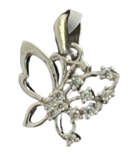 Pandantiv din Argint 925 Jolie Silver, Model Fluturas Rodiat cu Zirconii, 20 x 15 mm, 1.6 g