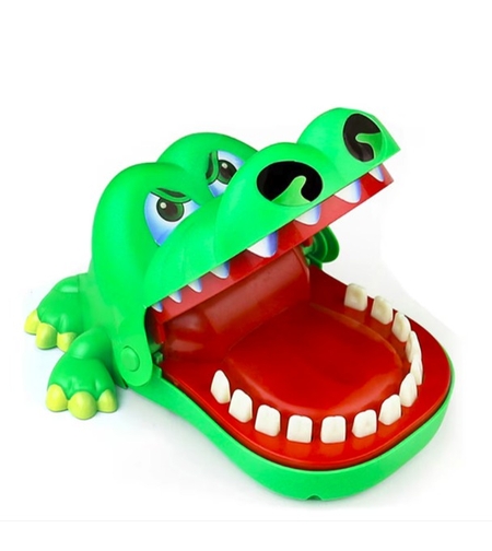 Jucarie interactiva Crocodil Dentist, Flippy, Joc de Grup/Familie, 13 Dinti, Extra Big 21 x 14.5 x 11 cm, Verde