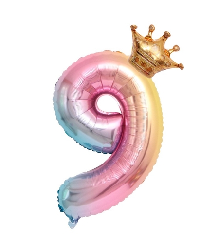 Balon din Folie Metalizata, Flippy, Figurina Cifra Gradient, Tema Aniversare 80 cm, Ambalaj Individual, Pai inclus, Umflare cu Aer sau Heliu