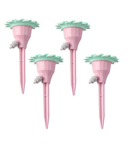 Set picuratoare cu valva pentru irigare Flippy, design floare, viteza reglabila, fixare prin infigere, practic, 16.8 x 9 cm, roz