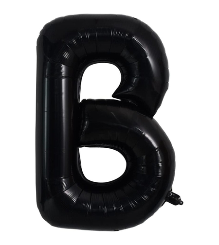 Balon Folie Metalizata Litera B, Flippy, 40 cm, Umflati cu Heliu sau Aer, Ambalaj Individual, Pai inclus, Negru