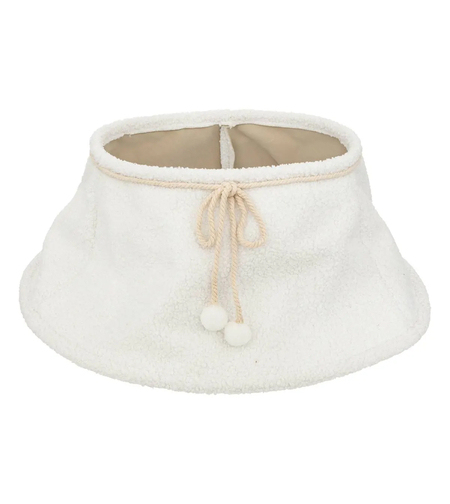 Husa decorativa tip fusta pentru bradul de Craciun, pufoasa, diametru 56 cm, alb