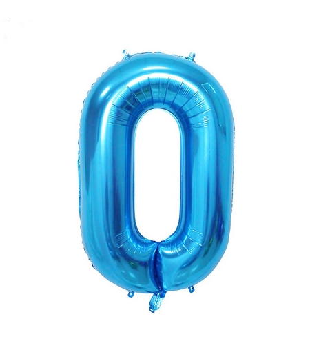 Balon din Folie Flippy, Cifra 0, 81 cm, Pentru Aer sau Heliu, Bulk, Albastru