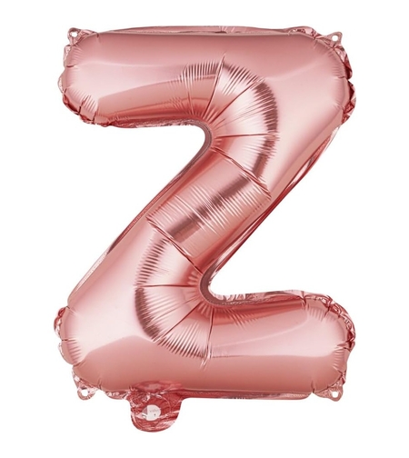 Balon Folie Metalizata Litera Z, Flippy, 40 cm, Umflati cu Heliu sau Aer, Ambalaj Individual, Pai inclus, Rose Gold