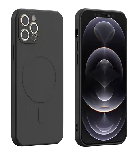 Husa protectie Vafy compatibila cu iPhone 13 Pro (6.1), Liquid MagSafe, ring-shaped, magnetica, Negru
