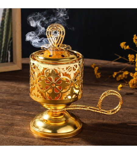 Arzator de Tamaie cu carbune, de fier, auriu, suport de tamaie, Craft Prop