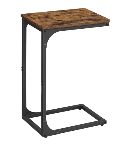VASAGLE Masuta laterala C-shape pentru canapea sau pat, blat din PAL, cadru metalic, stil industrial, 40x30x62 cm, maro rustic