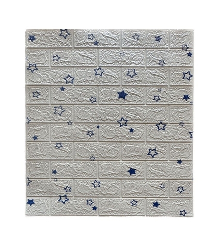 Set 10 Placi de Tapet, Flippy, Autoadezive, 70 x 77 cm, Suprafata Acoperita 5.3 mp, din PVC, Model Stelute Albastre, Alb