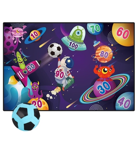 Set de Fotbal Flippy, Joc Recreativ pentru Copii, Model Extraterestrii, Minge cu scai, Poarta din Material Textil, 150 x 100 cm