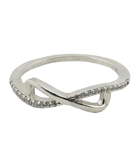 Inel pentru Dama, Jolie, Argint 925, Model Infinit cu Zirconiu, 2.2 g, 2.5 cm x 1.5 cm, Marimea 59, Argintiu